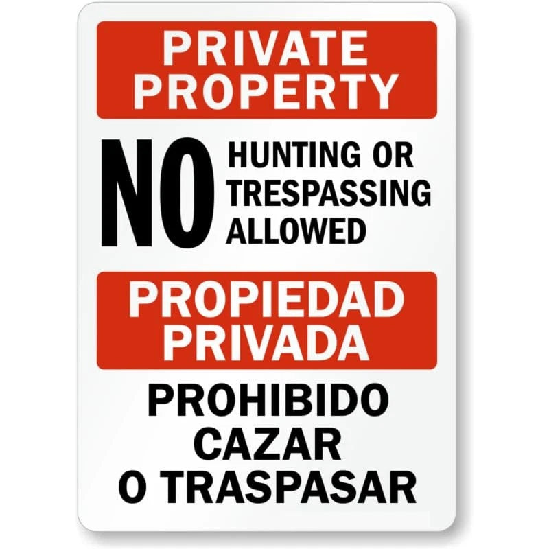 Private Property No Hunting or Trespassing Propiedad Privada Sign — product artwork