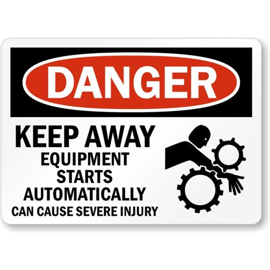 Danger Keepaway Equipment Starts Automatically Sign — product artwork