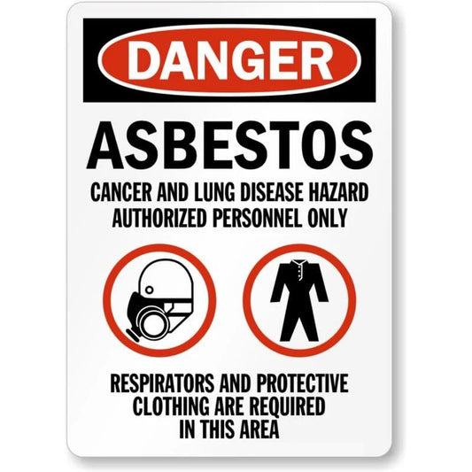 Danger Asbestos Cancer Hazard Protective Clothing Sign — product artwork