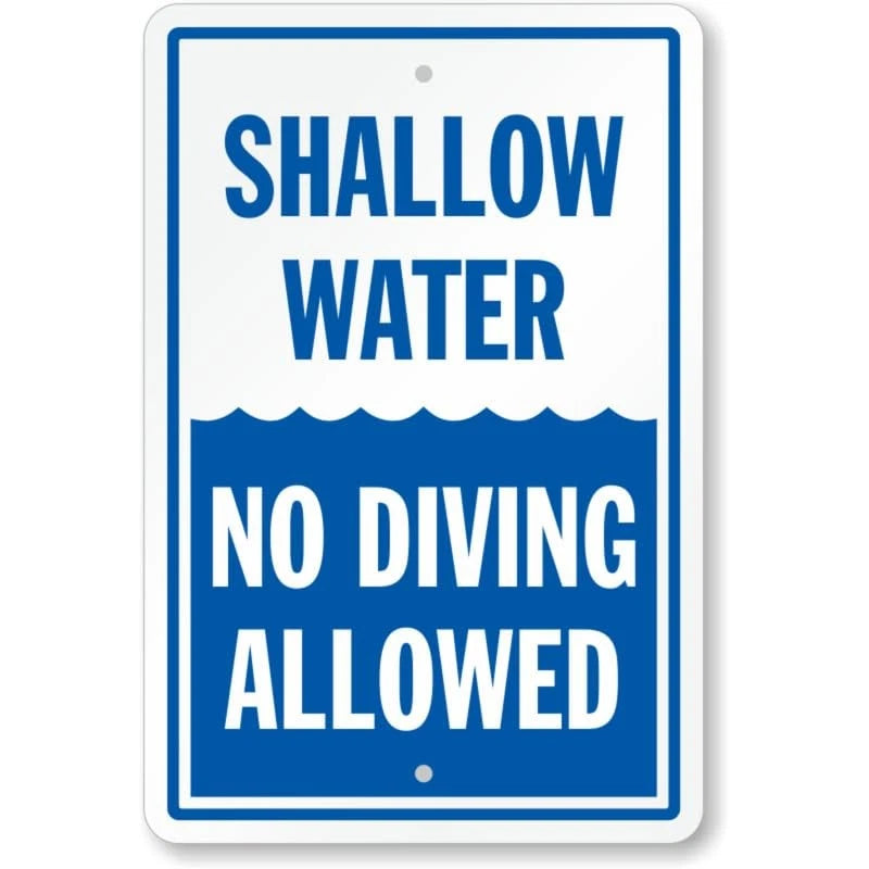 Shallow Water No Diving Allowed Aluminum Sign — product artwork