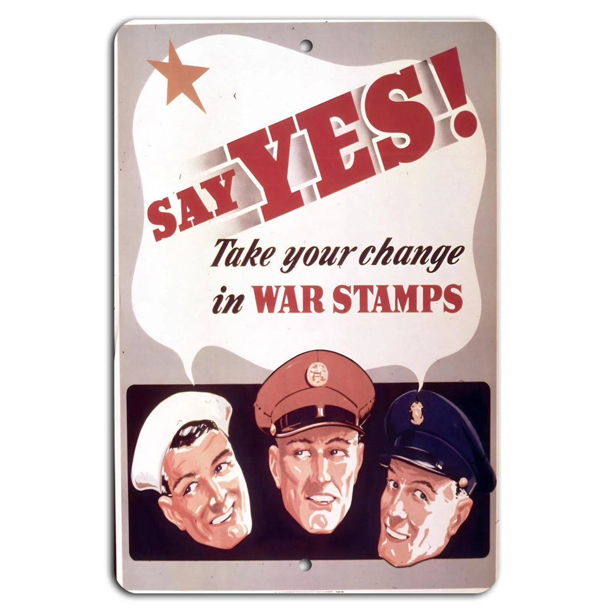 War Stamps Vintage Aluminum Sign — product artwork