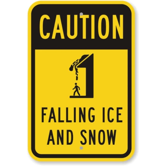 Caution Falling Snow Aluminum Sign — product artwork