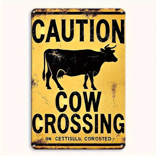 Caution Cow Crossing Aluminum Sign — product artwork