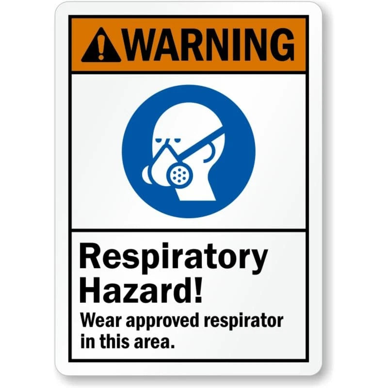 Respiratory Hazard Wear Respirator Aluminum Sign — product artwork