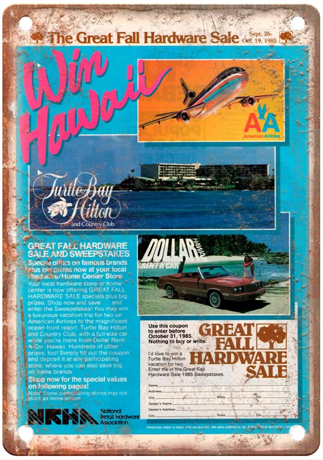 Vintage 1985 NRHA Tools Ad Reproduction Aluminum Sign — product artwork