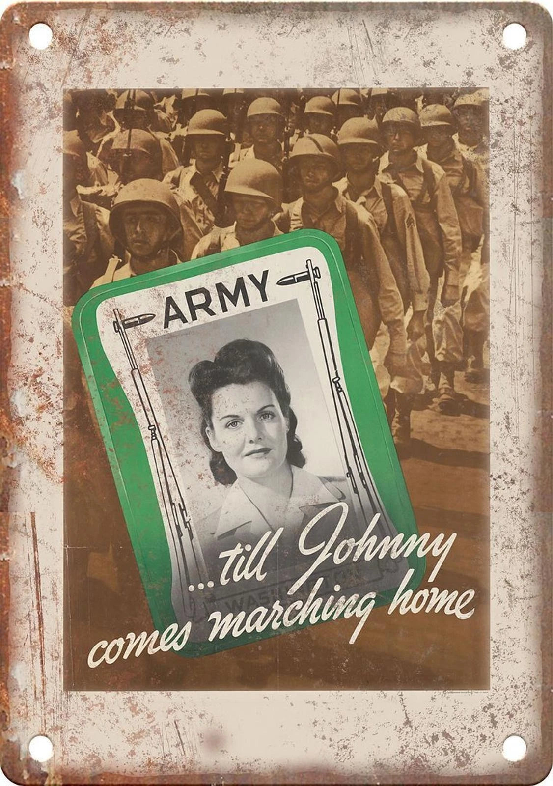 WWII Propaganda Poster Army Funny Vintage Aluminum Sign — product artwork