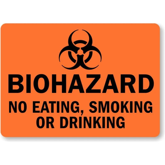 Biohazard No Eating Safety Warning Aluminum Sign — product artwork