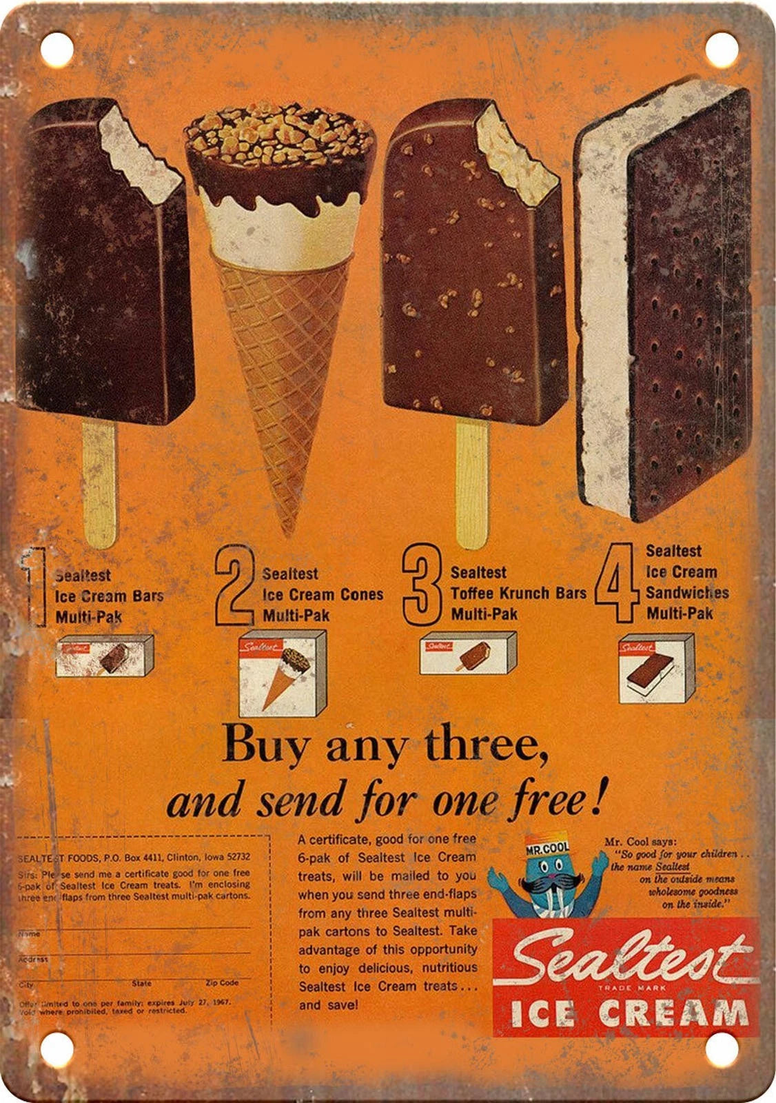 Vintage Ice Cream Reproduction Funny Aluminum Sign — product artwork