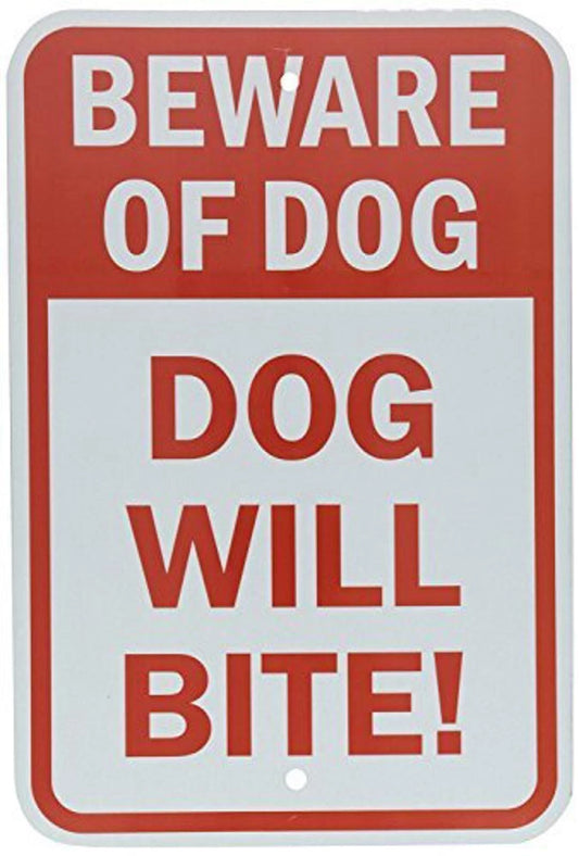 Beware of Dog Dog Will Bite Aluminum Sign — product artwork