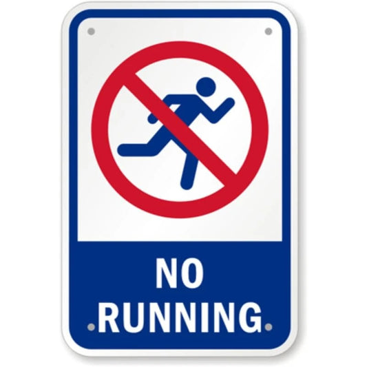 No Running Aluminum Sign — product artwork