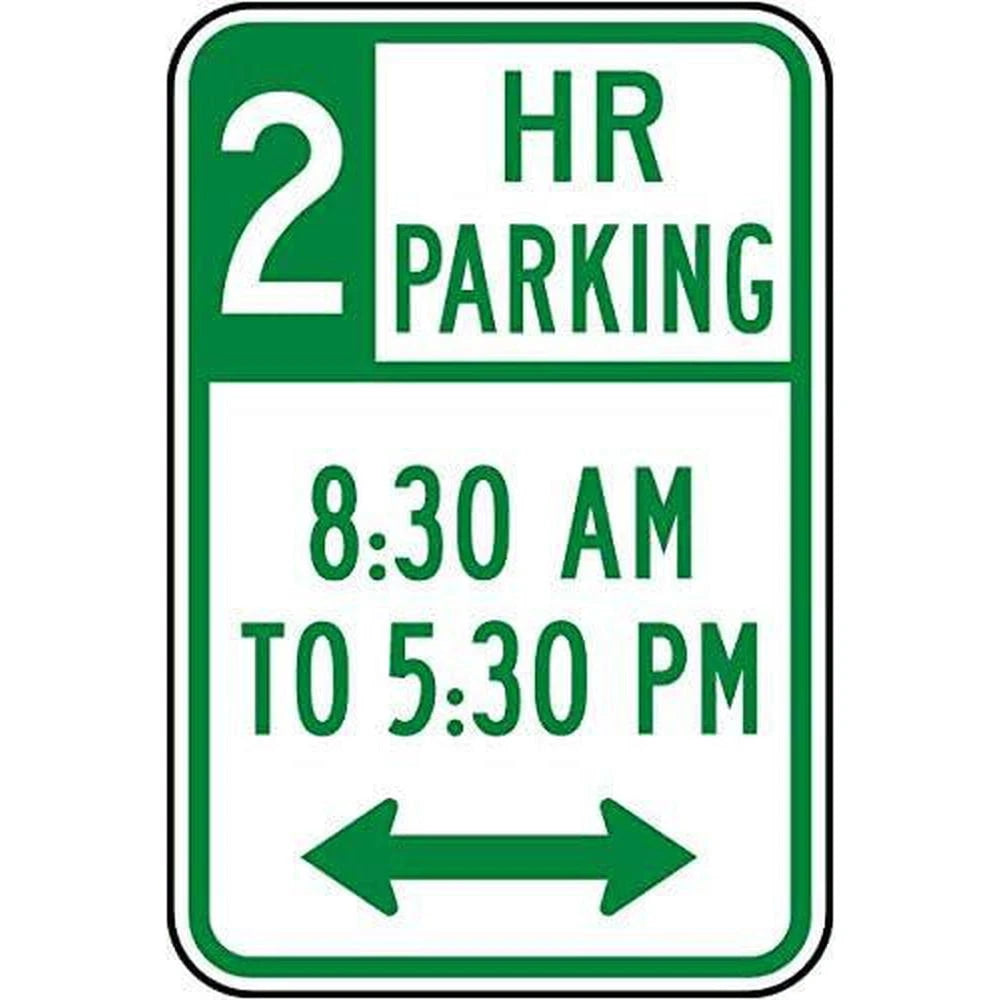 Parking Limit 2 Hour 8am to 5pm Use Aluminum Sign — product artwork