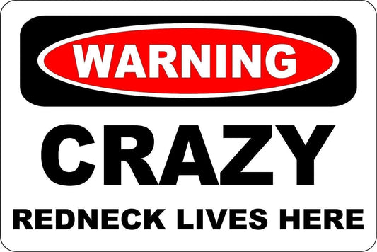 Warning Sticker Tiger Funny Crazy Redneck Lives Here Aluminum Sign — product artwork