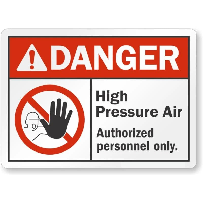 High Pressure Air Hand Symbol Danger Aluminum Sign — product artwork