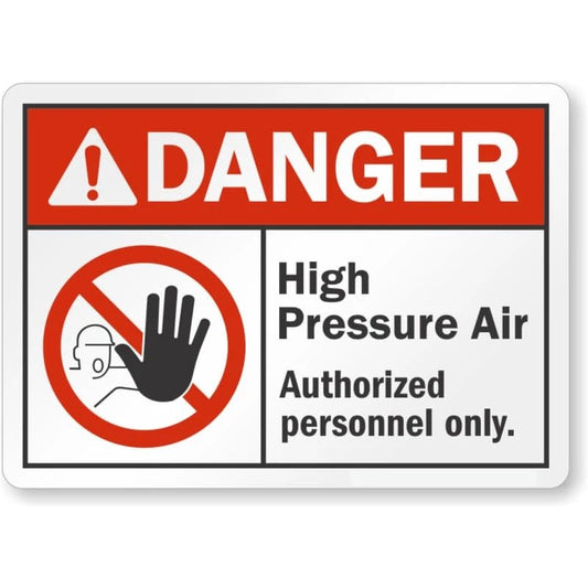 High Pressure Air Hand Symbol Danger Aluminum Sign — product artwork