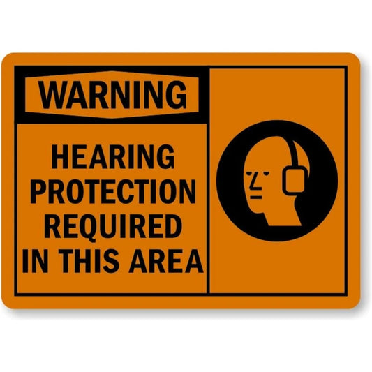 Warning Hearing Protection Required Area Safety Sign — product artwork