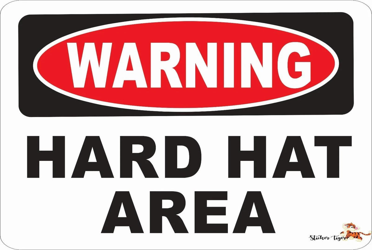 Warning Hard Hat Area Funny Novelty Aluminum Sign — product artwork