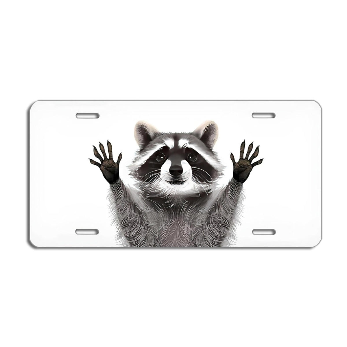 Raccoon Paws Up - Cute Animal Decorative Aluminum Plate — product artwork