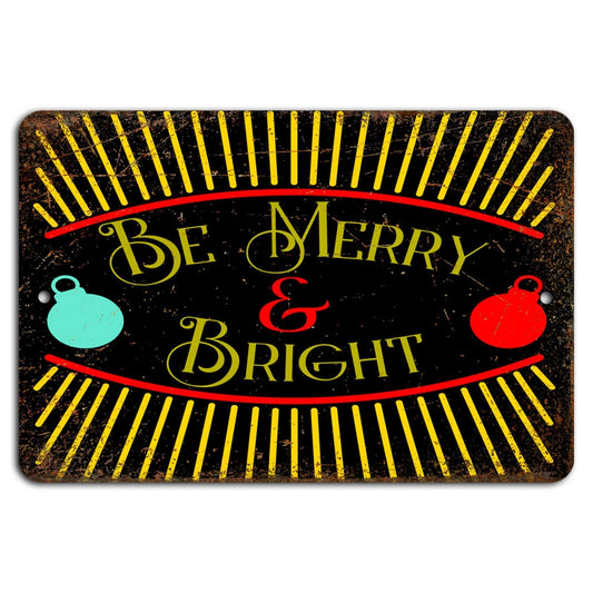 Rustic Merry Bright Black Holiday Aluminum Sign — product artwork