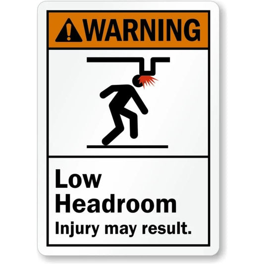 Low Headroom Ansi Warning Aluminum Sign — product artwork
