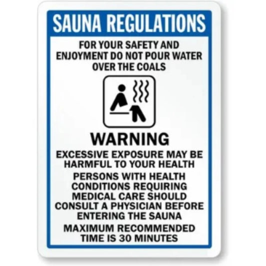 Sauna Regulations Warning Message Aluminum Sign — product artwork