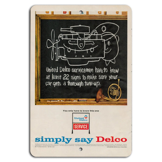 Vintage Automotive Delco Tune-up Garage Aluminum Sign — product artwork