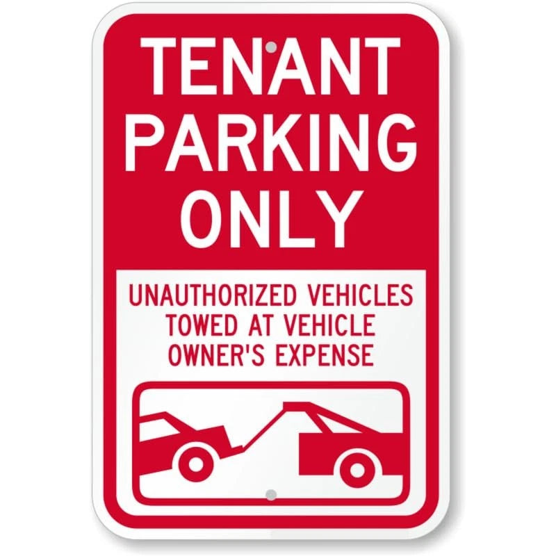 Tenant Parking Only Unauthorized Vehicles Towed Aluminum Sign — product artwork