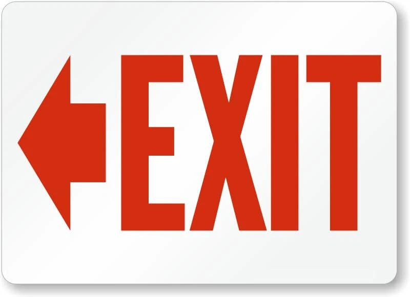 Arrow Exit Left Arrow Safety Aluminum Sign — product artwork