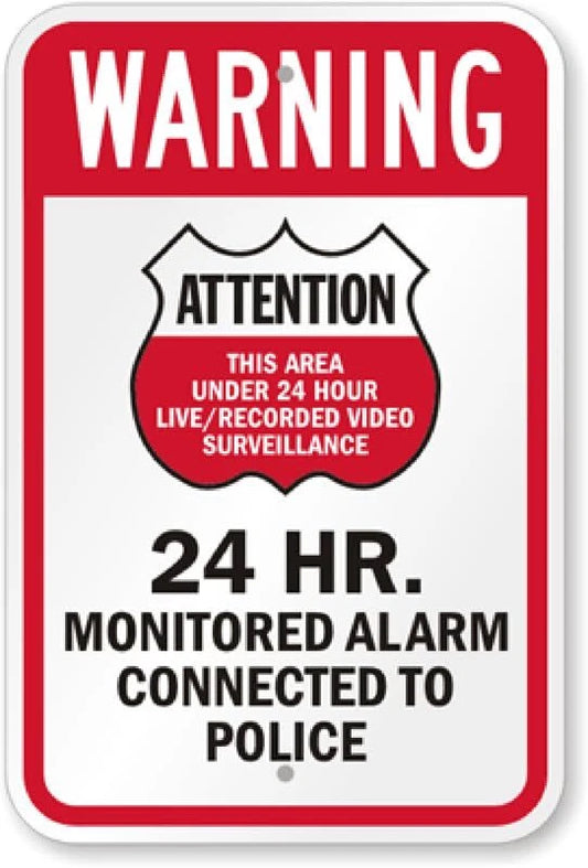 Video Surveillance 24 Hour Aluminum Sign — product artwork