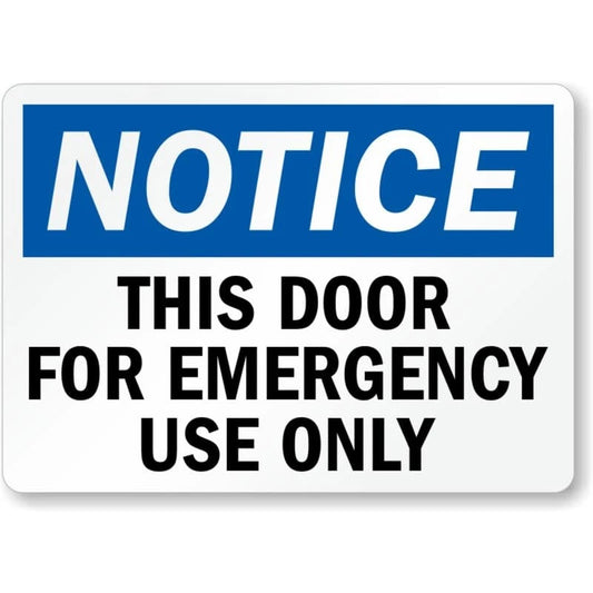 Emergency Use Door Notice Aluminum Sign — product artwork