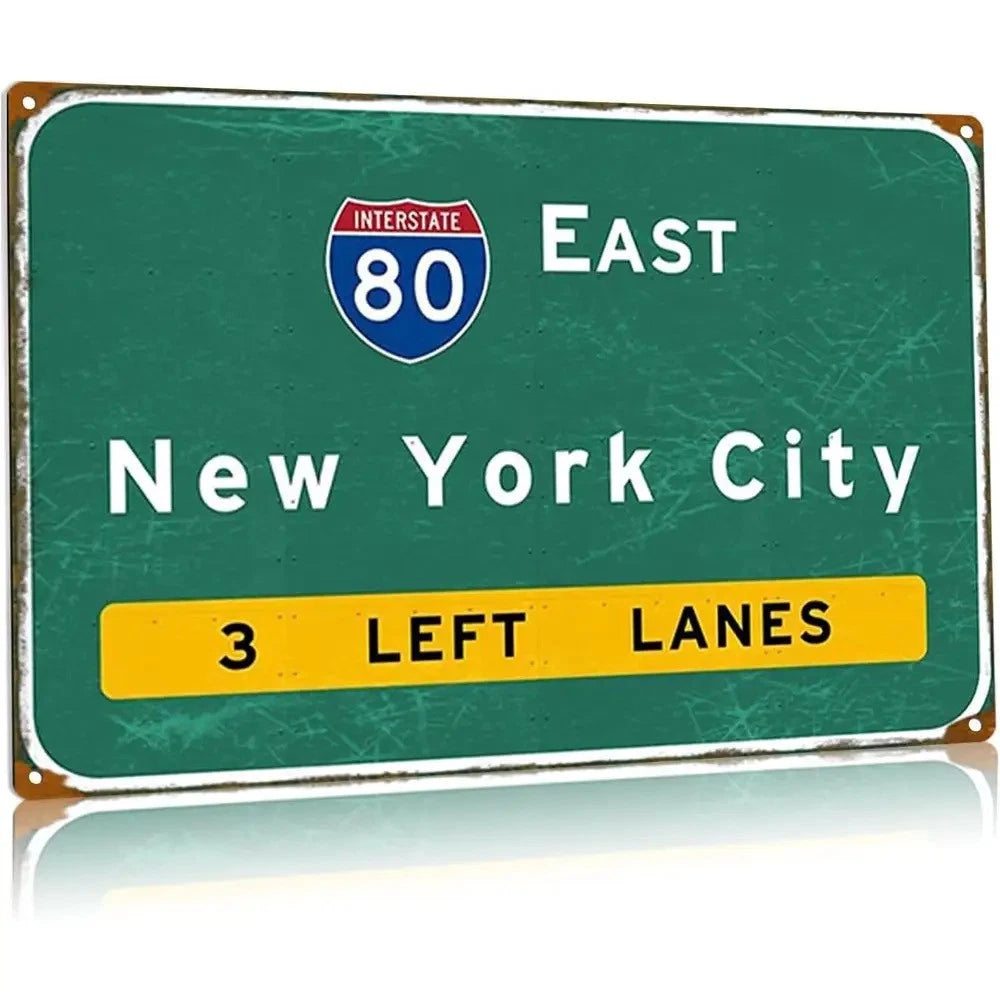 Retro East New York Interstate Route Funny Aluminum Sign — product artwork