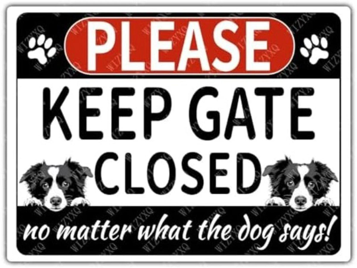 Gate Please Keep Gate Closed Dog Border Collie Aluminum Sign — product artwork