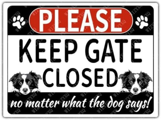 Gate Please Keep Gate Closed Dog Border Collie Aluminum Sign — product artwork
