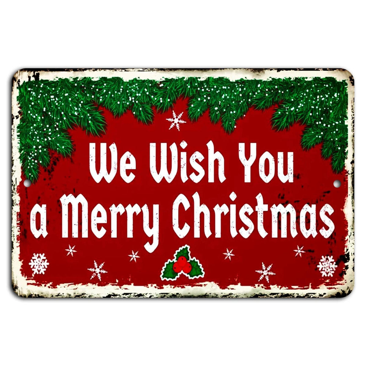 Vintage Holiday Rustic Christmas Aluminum Sign — product artwork