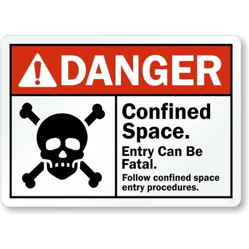 Danger Confined Space Ansi Safety Aluminum Sign — product artwork