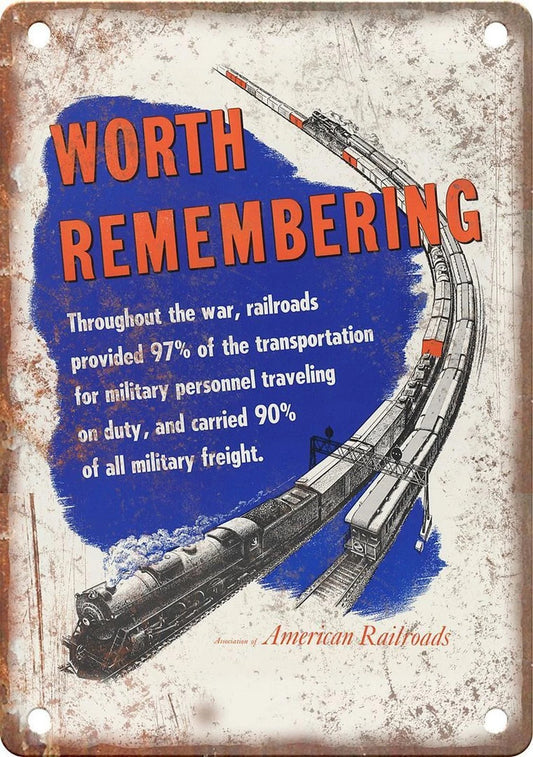 Railroads Carried Military Personnel WWII Sign — product artwork