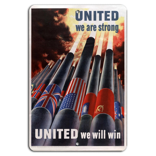 Inspirational United We Are Strong Patriotic Aluminum Sign — product artwork
