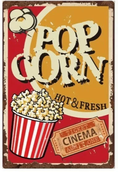 Vintage Popcorn Aluminum Sign — product artwork