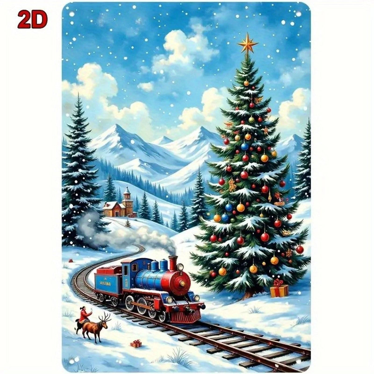 Christmas Train Handmade Vintage Winter Funny Aluminum Sign — product artwork