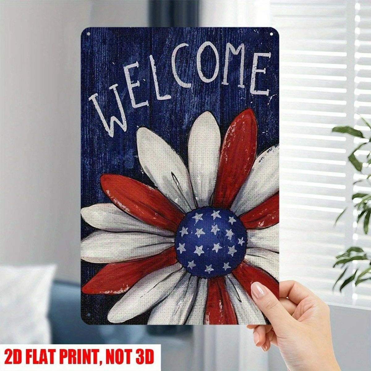 Retro American Retro Welcome Funny Patriotic Aluminum Sign — product artwork