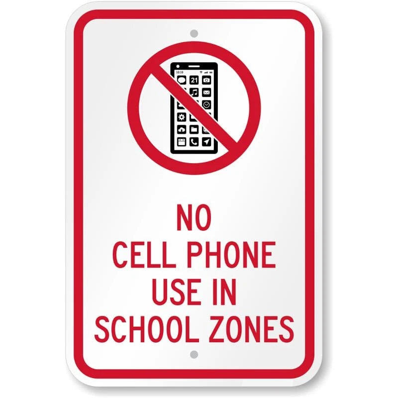 No Cell Phones or Electronics Allowed Aluminum Sign — product artwork
