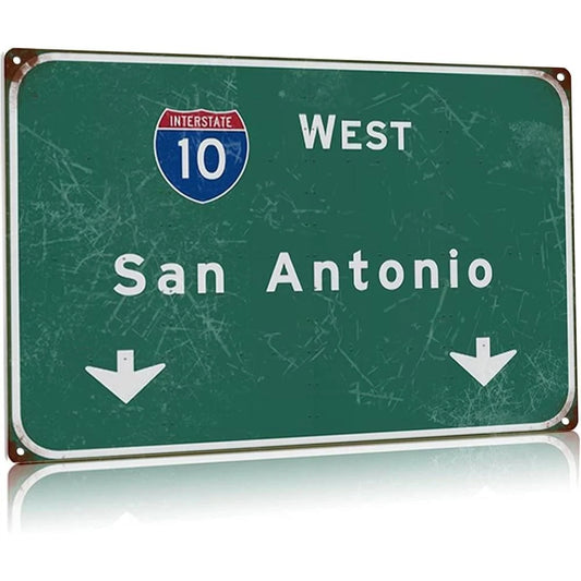 Texas Highway Vintage West San Antonio Highway Aluminum Sign — product artwork