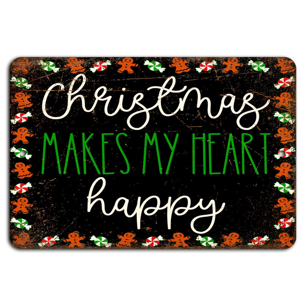 Christmas Makes My Heart Happy Gingerbread Aluminum Sign — product artwork