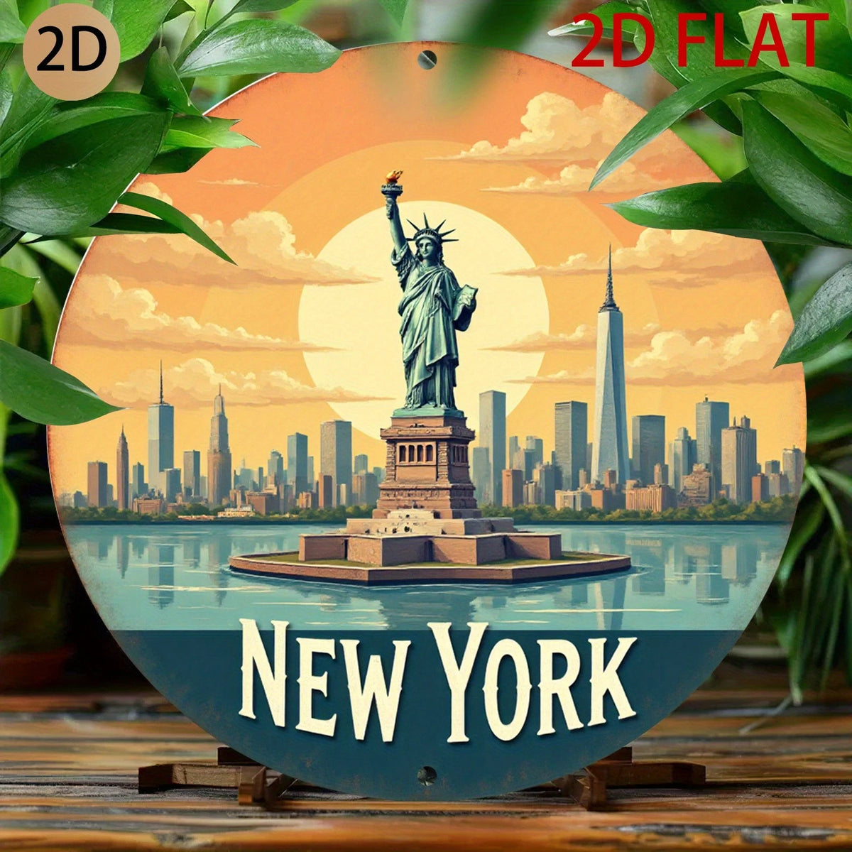 Statue Liberty New York Emblem Funny Round Aluminum Sign — product artwork