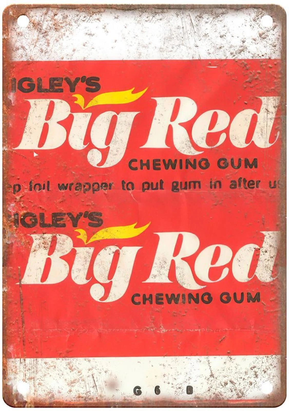 Wrigley's Big Red Chewing Gum Vintage Wrapper Aluminum Sign — product artwork