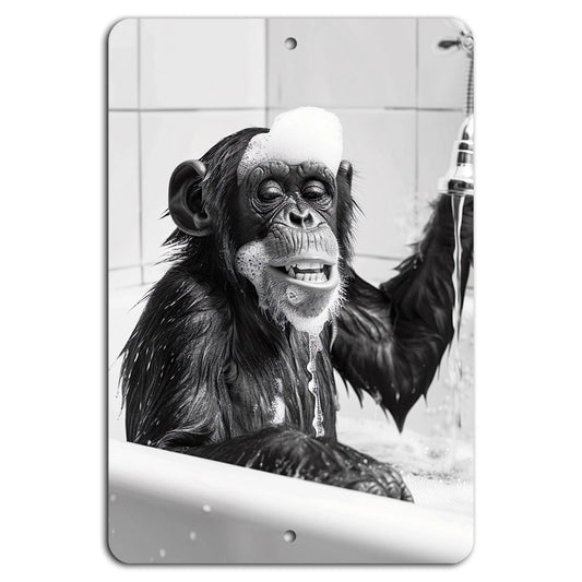 Monkey Vertical Playful Bathtime Animal Theme Aluminum Sign — product artwork