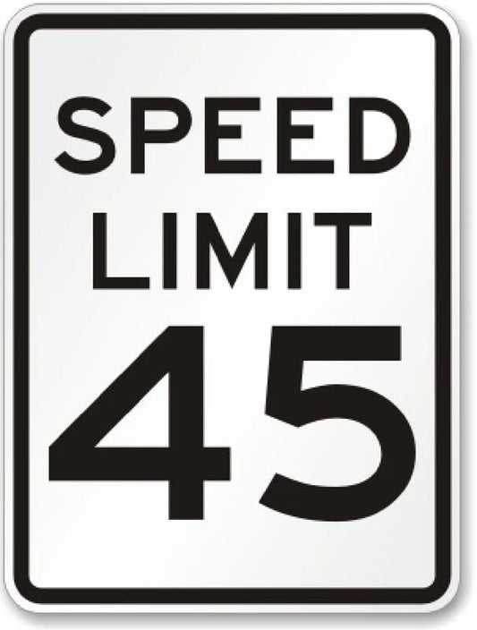 45 MPH Speed Limit Aluminum Sign — product artwork