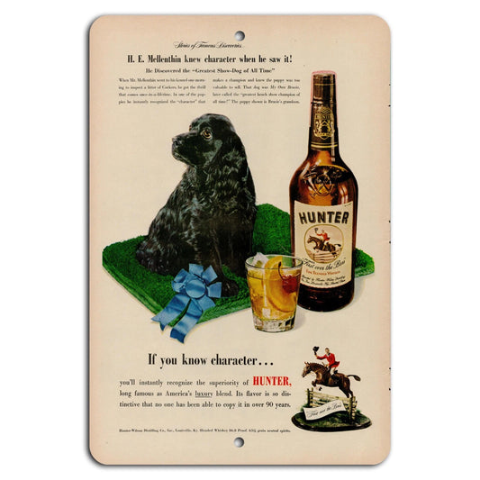Vintage Hunter Whiskey Garage Aluminum Sign — product artwork