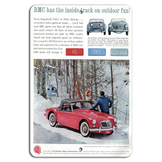 Vintage BMC Retro Garage Classic Cars Aluminum Sign — product artwork