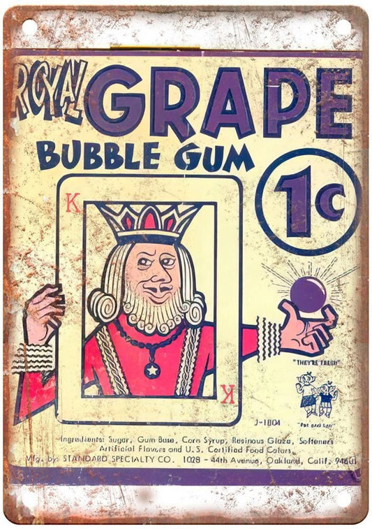 Royal Grape Bubble Gum King Vintage Aluminum Sign — product artwork