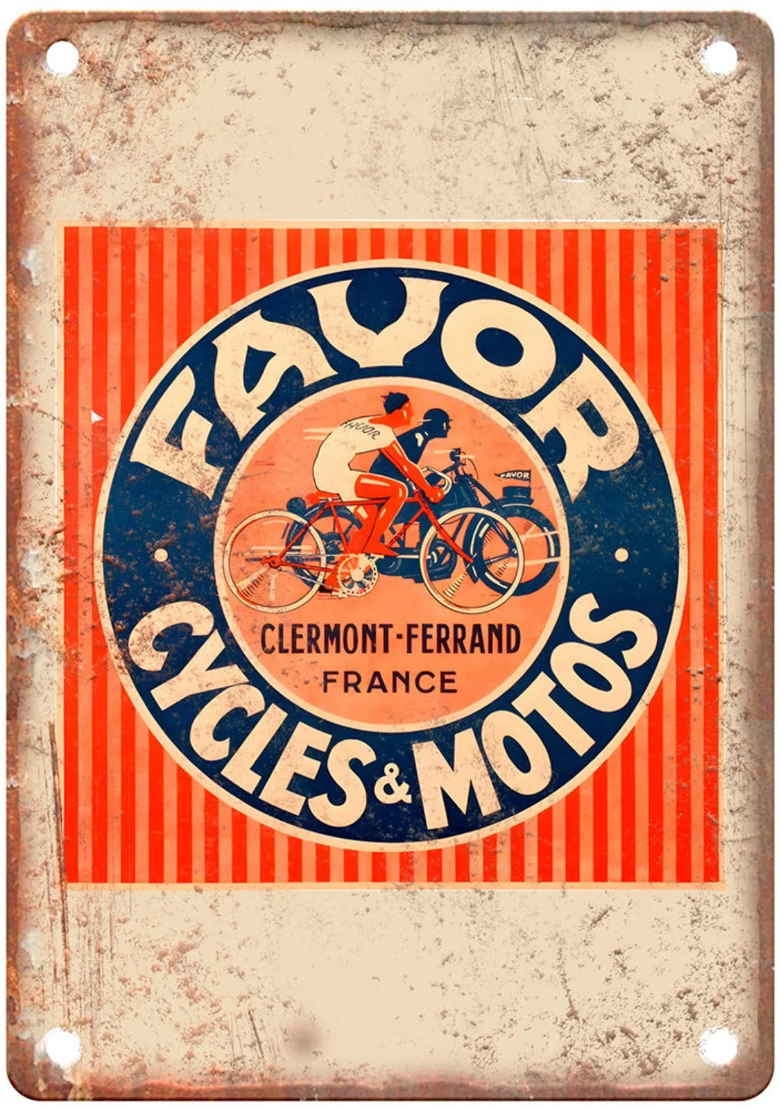 Vintage Motorcycle 1930 FAVOR Poster Funny Retro Aluminum Sign — product artwork